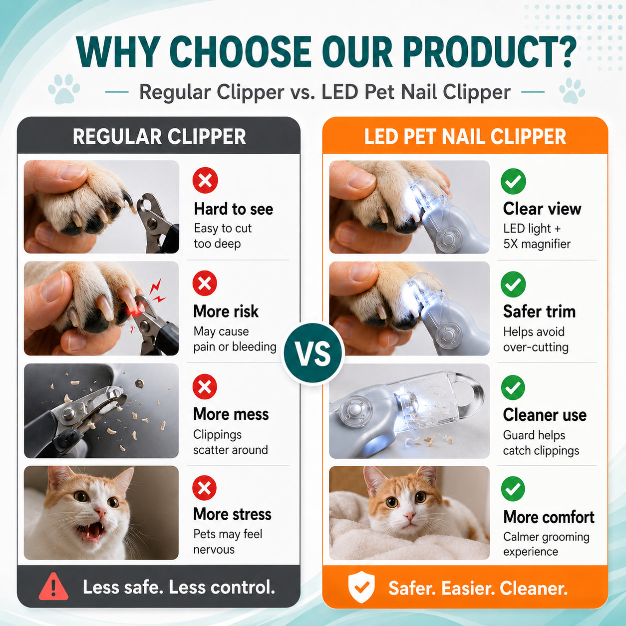PawVista® LED Pet Nail Clipper paw clip The LED Nail Clipper That Helps You See Before You Cut