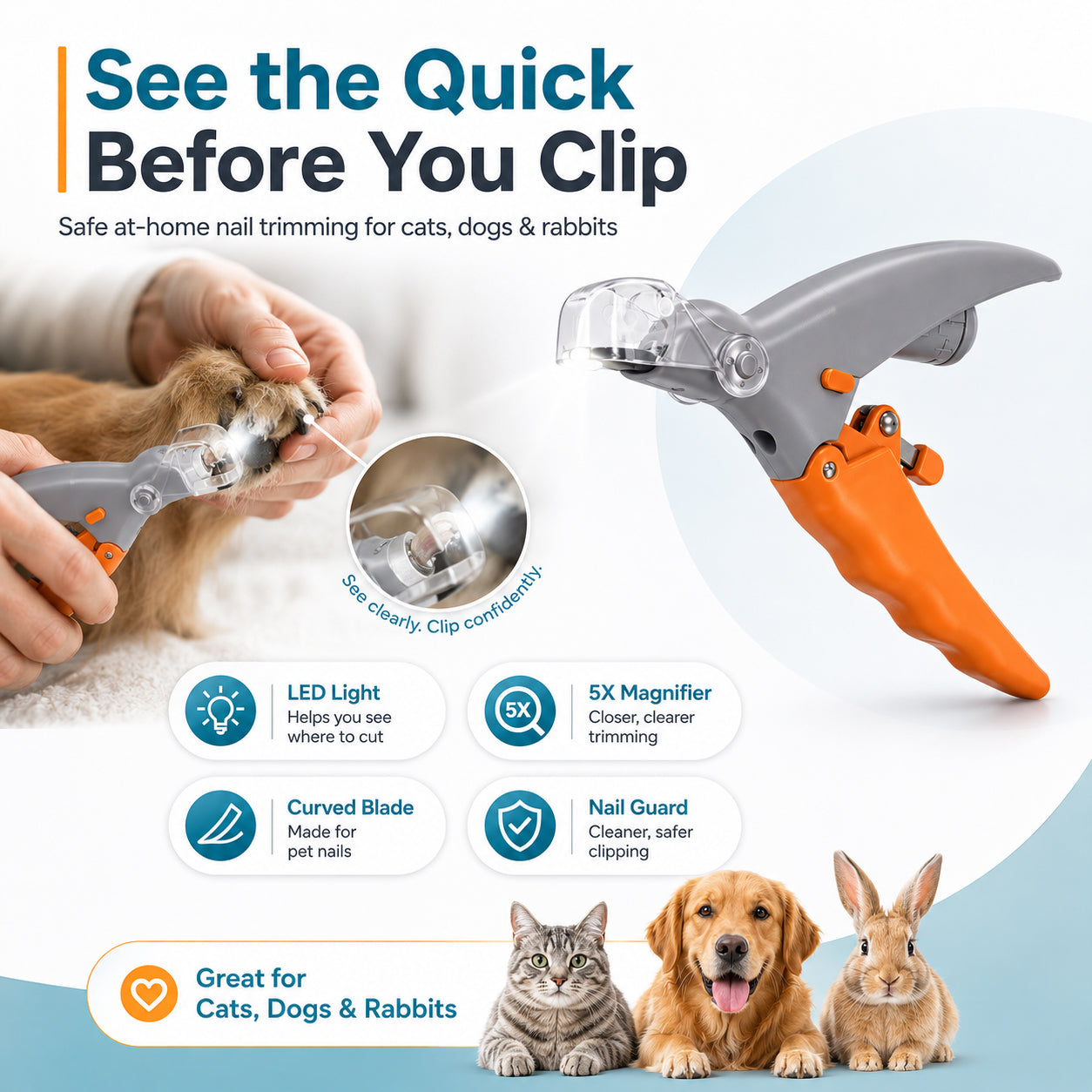 PawVista® LED Pet Nail Clipper paw clip The LED Nail Clipper That Helps You See Before You Cut