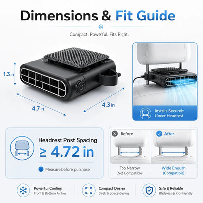 CoolVento®  AC USB Cool Air for the Backseat When AC Doesn't Reach