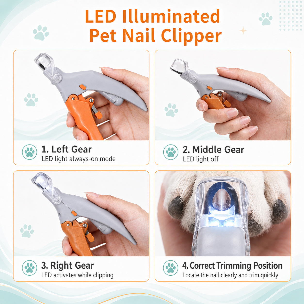 PawVista® LED Pet Nail Clipper paw clip The LED Nail Clipper That Helps You See Before You Cut